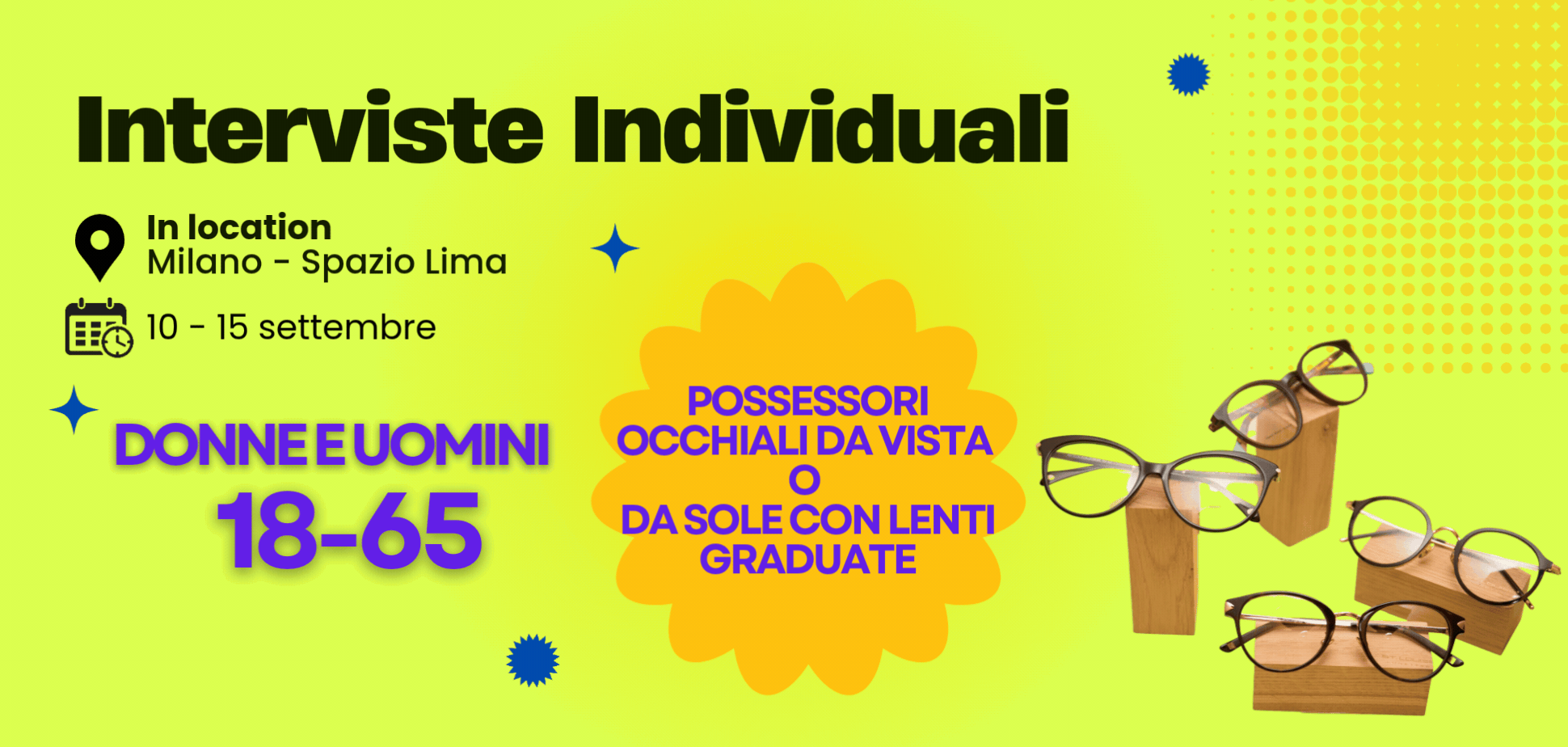 Donne e uomini 18-65 anni - possessori occhiali da vista o da sole con lenti graduate