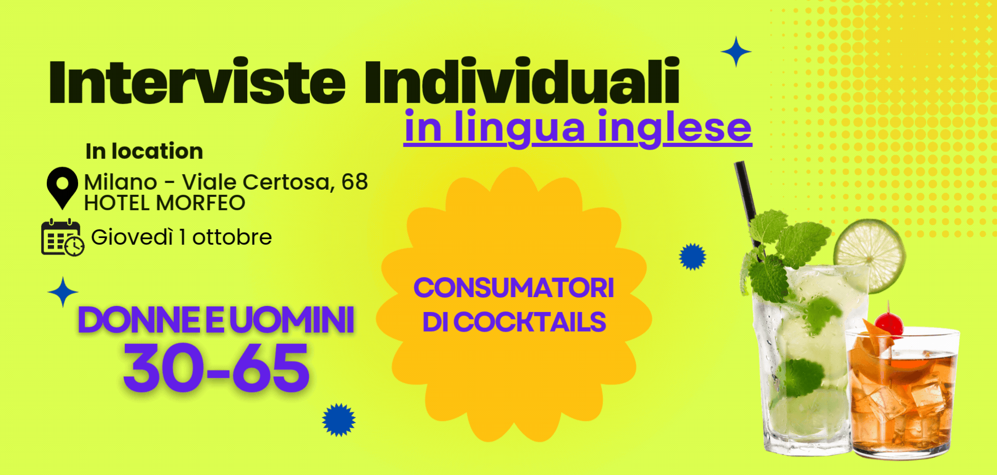 Donne e uomini 30-65 anni consumatori di cocktails