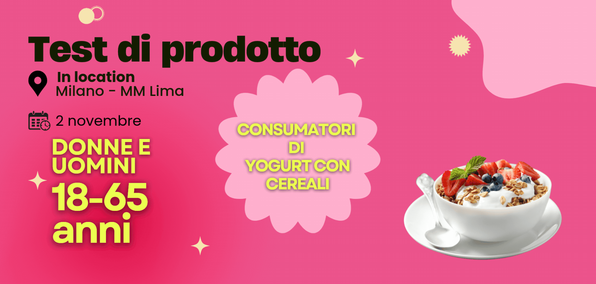 Donne e uomini 18-65 anni consumatori di yogurt con cereali